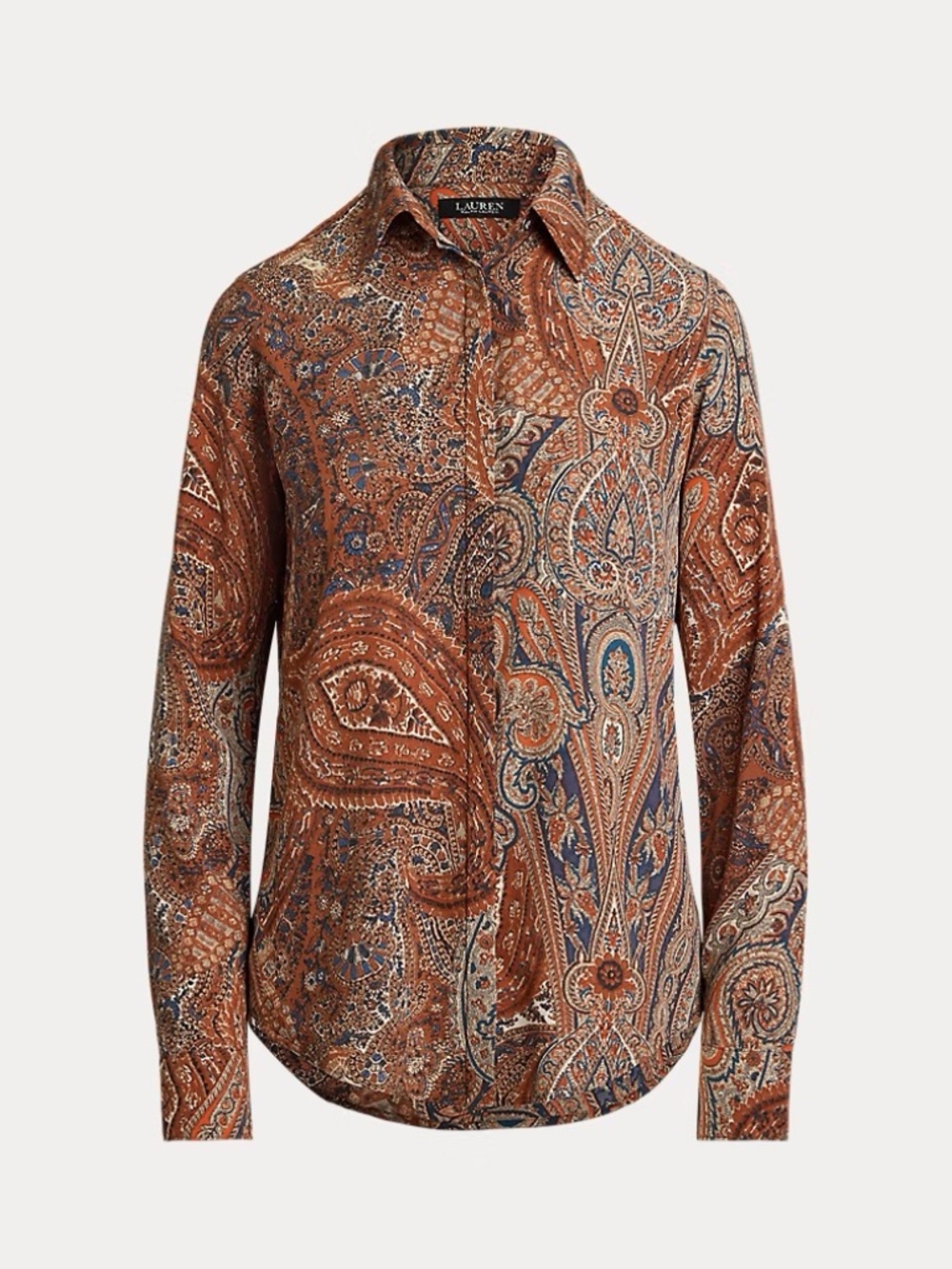 Ralph Lauren Classic Fit Paisley Crepe Shirt, Lauren Petite - Large